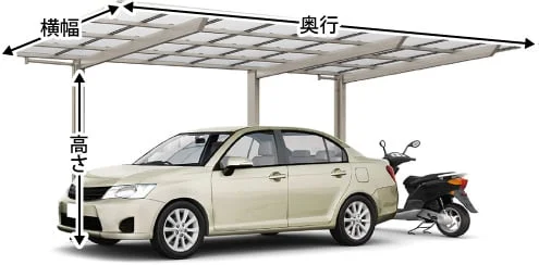 サイズ図:横幅・奥行・高さ(延長タイプ)